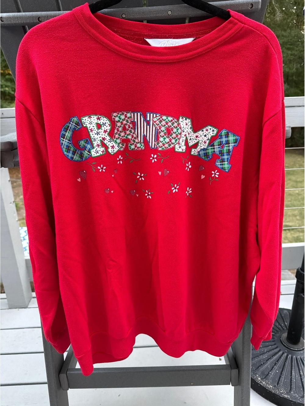 Vintage 90s Blair Grandma Sweatshirt 2XL Red Plaid Floral Grandmacore USA al
